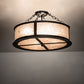 Meyda Lighting Craftsman Prime 23" 4-Light Textured Black Semi-flush Mount Light With Silver Mica Shade Glass