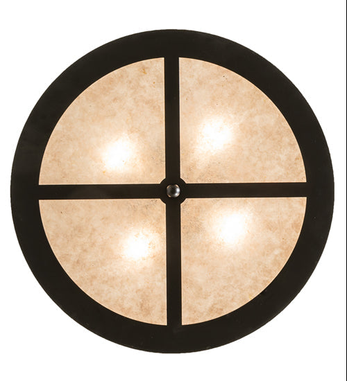 Meyda Lighting Craftsman Prime 23" 4-Light Textured Black Semi-flush Mount Light With Silver Mica Shade Glass