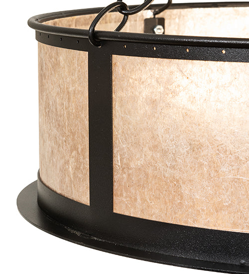 Meyda Lighting Craftsman Prime 23" 4-Light Textured Black Semi-flush Mount Light With Silver Mica Shade Glass