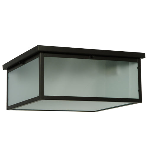 Meyda Lighting Craftsman Signature 23" 2-Light Timeless Bronze Hyde Park Flush Mount Light With Frosted Clear Shade Glass