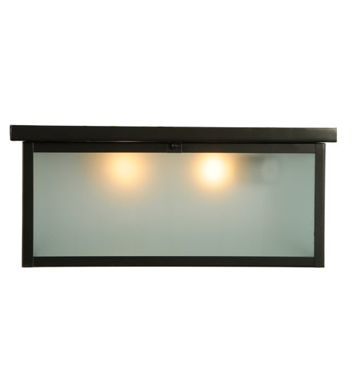 Meyda Lighting Craftsman Signature 23" 2-Light Timeless Bronze Hyde Park Flush Mount Light With Frosted Clear Shade Glass