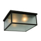 Meyda Lighting Craftsman Signature 23" 2-Light Timeless Bronze Hyde Park Flush Mount Light With Frosted Clear Shade Glass