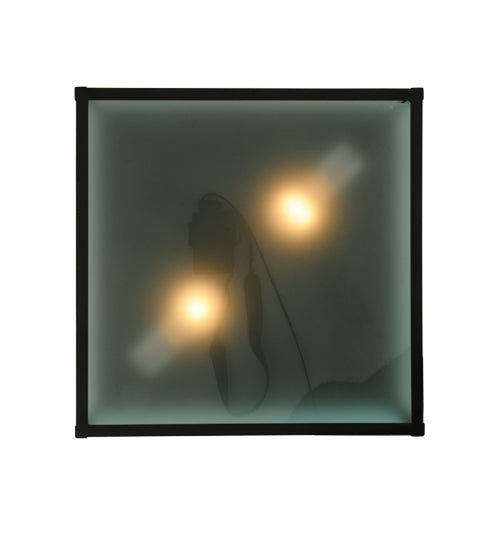Meyda Lighting Craftsman Signature 23" 2-Light Timeless Bronze Hyde Park Flush Mount Light With Frosted Clear Shade Glass