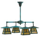 Meyda Lighting Craftsman Signature 32" 4-Light Verdigris Stillwater "T" Mission Chandelier With Iridescent Shade Glass