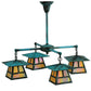 Meyda Lighting Craftsman Signature 32" 4-Light Verdigris Stillwater "T" Mission Chandelier With Iridescent Shade Glass