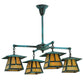 Meyda Lighting Craftsman Signature 32" 4-Light Verdigris Stillwater "T" Mission Chandelier With Iridescent Shade Glass