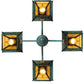 Meyda Lighting Craftsman Signature 32" 4-Light Verdigris Stillwater "T" Mission Chandelier With Iridescent Shade Glass
