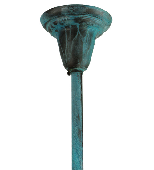 Meyda Lighting Craftsman Signature 32" 4-Light Verdigris Stillwater "T" Mission Chandelier With Iridescent Shade Glass