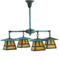 Meyda Lighting Craftsman Signature 32" 4-Light Verdigris Stillwater "T" Mission Chandelier With Iridescent Shade Glass