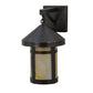 Meyda Lighting Craftsman Signature 8" Craftsman Brown Fulton Hanging Wall Sconce With Beige Art Shade Glass