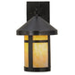 Meyda Lighting Craftsman Signature 8" Craftsman Brown Fulton Hanging Wall Sconce With Beige Art Shade Glass