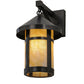 Meyda Lighting Craftsman Signature 8" Craftsman Brown Fulton Hanging Wall Sconce With Beige Art Shade Glass