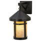 Meyda Lighting Craftsman Signature 8" Craftsman Brown Fulton Hanging Wall Sconce With Beige Art Shade Glass