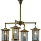 Meyda Lighting Craftsman Signature Fulton Prime 30" 4-Light Natural Brass Chandelier With Clear Shade Glass