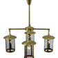 Meyda Lighting Craftsman Signature Fulton Prime 30" 4-Light Natural Brass Chandelier With Clear Shade Glass