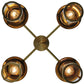 Meyda Lighting Craftsman Signature Fulton Prime 30" 4-Light Natural Brass Chandelier With Clear Shade Glass