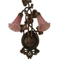 Meyda Lighting Cranberry Pond lily 11" 2-Light Mahogany Bronze Wall Sconce With Cranberry Pink Shade Glass