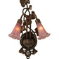 Meyda Lighting Cranberry Pond lily 11" 2-Light Mahogany Bronze Wall Sconce With Cranberry Pink Shade Glass