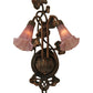 Meyda Lighting Cranberry Pond lily 11" 2-Light Mahogany Bronze Wall Sconce With Cranberry Pink Shade Glass