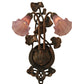 Meyda Lighting Cranberry Pond lily 11" 2-Light Mahogany Bronze Wall Sconce With Cranberry Pink Shade Glass