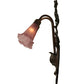Meyda Lighting Cranberry Pond lily 11" 2-Light Mahogany Bronze Wall Sconce With Cranberry Pink Shade Glass
