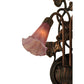 Meyda Lighting Cranberry Pond lily 11" 2-Light Mahogany Bronze Wall Sconce With Cranberry Pink Shade Glass
