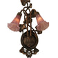 Meyda Lighting Cranberry Pond lily 11" 2-Light Mahogany Bronze Wall Sconce With Cranberry Pink Shade Glass