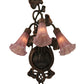 Meyda Lighting Cranberry Pond lily 11" 3-Light Mahogany Bronze Wall Sconce With Cranberry Shade Glass