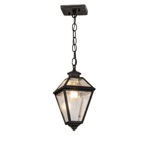 Meyda Lighting Cranz 6"Sq Craftsman Brown Lantern Mini Pendant Light With Clear Seeded Shade Glass