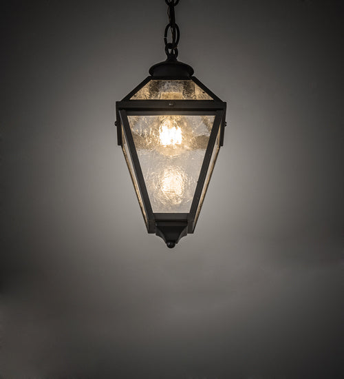 Meyda Lighting Cranz 6"Sq Craftsman Brown Lantern Mini Pendant Light With Clear Seeded Shade Glass