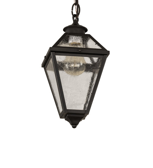 Meyda Lighting Cranz 6"Sq Craftsman Brown Lantern Mini Pendant Light With Clear Seeded Shade Glass