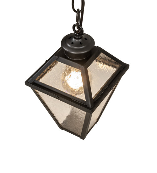 Meyda Lighting Cranz 6"Sq Craftsman Brown Lantern Mini Pendant Light With Clear Seeded Shade Glass