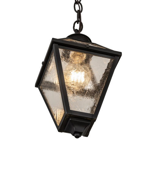 Meyda Lighting Cranz 6"Sq Craftsman Brown Lantern Mini Pendant Light With Clear Seeded Shade Glass