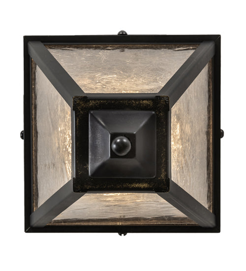 Meyda Lighting Cranz 6"Sq Craftsman Brown Lantern Mini Pendant Light With Clear Seeded Shade Glass