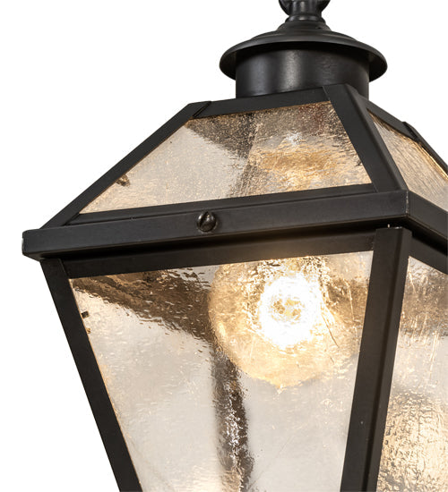 Meyda Lighting Cranz 6"Sq Craftsman Brown Lantern Mini Pendant Light With Clear Seeded Shade Glass