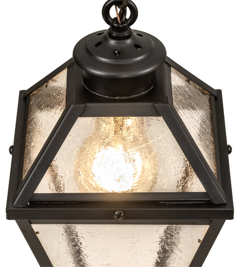 Meyda Lighting Cranz 6"Sq Craftsman Brown Lantern Mini Pendant Light With Clear Seeded Shade Glass
