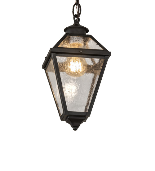 Meyda Lighting Cranz 6"Sq Craftsman Brown Lantern Mini Pendant Light With Clear Seeded Shade Glass