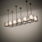Meyda Lighting Crawford 150" 12-Light Nickel Island Pendant Light With Beige & Clear Shade