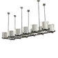 Meyda Lighting Crawford 150" 12-Light Nickel Island Pendant Light With Beige & Clear Shade