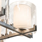 Meyda Lighting Crawford 150" 12-Light Nickel Island Pendant Light With Beige & Clear Shade