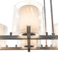 Meyda Lighting Crawford 150" 12-Light Nickel Island Pendant Light With Beige & Clear Shade