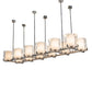 Meyda Lighting Crawford 150" 12-Light Nickel Island Pendant Light With Beige & Clear Shade