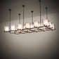Meyda Lighting Crawford 150" 18-Light Nickel Island Pendant Light With Beige & Clear Shade