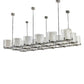 Meyda Lighting Crawford 150" 18-Light Nickel Island Pendant Light With Beige & Clear Shade