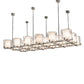 Meyda Lighting Crawford 150" 18-Light Nickel Island Pendant Light With Beige & Clear Shade
