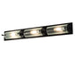 Meyda Lighting Creekside 45" 3-Light Mirror Black Vanity Light With Clear Frosted Shade Glass