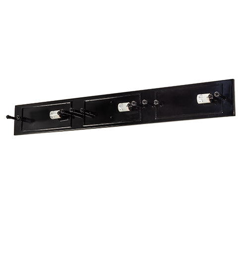 Meyda Lighting Creekside 45" 3-Light Mirror Black Vanity Light With Clear Frosted Shade Glass