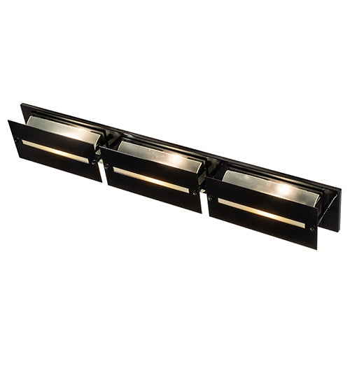 Meyda Lighting Creekside 45" 3-Light Mirror Black Vanity Light With Clear Frosted Shade Glass