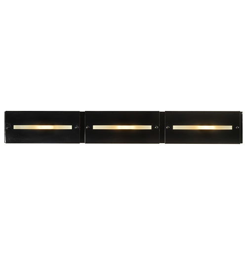 Meyda Lighting Creekside 45" 3-Light Mirror Black Vanity Light With Clear Frosted Shade Glass