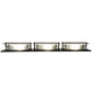 Meyda Lighting Creekside 45" 3-Light Mirror Black Vanity Light With Clear Frosted Shade Glass